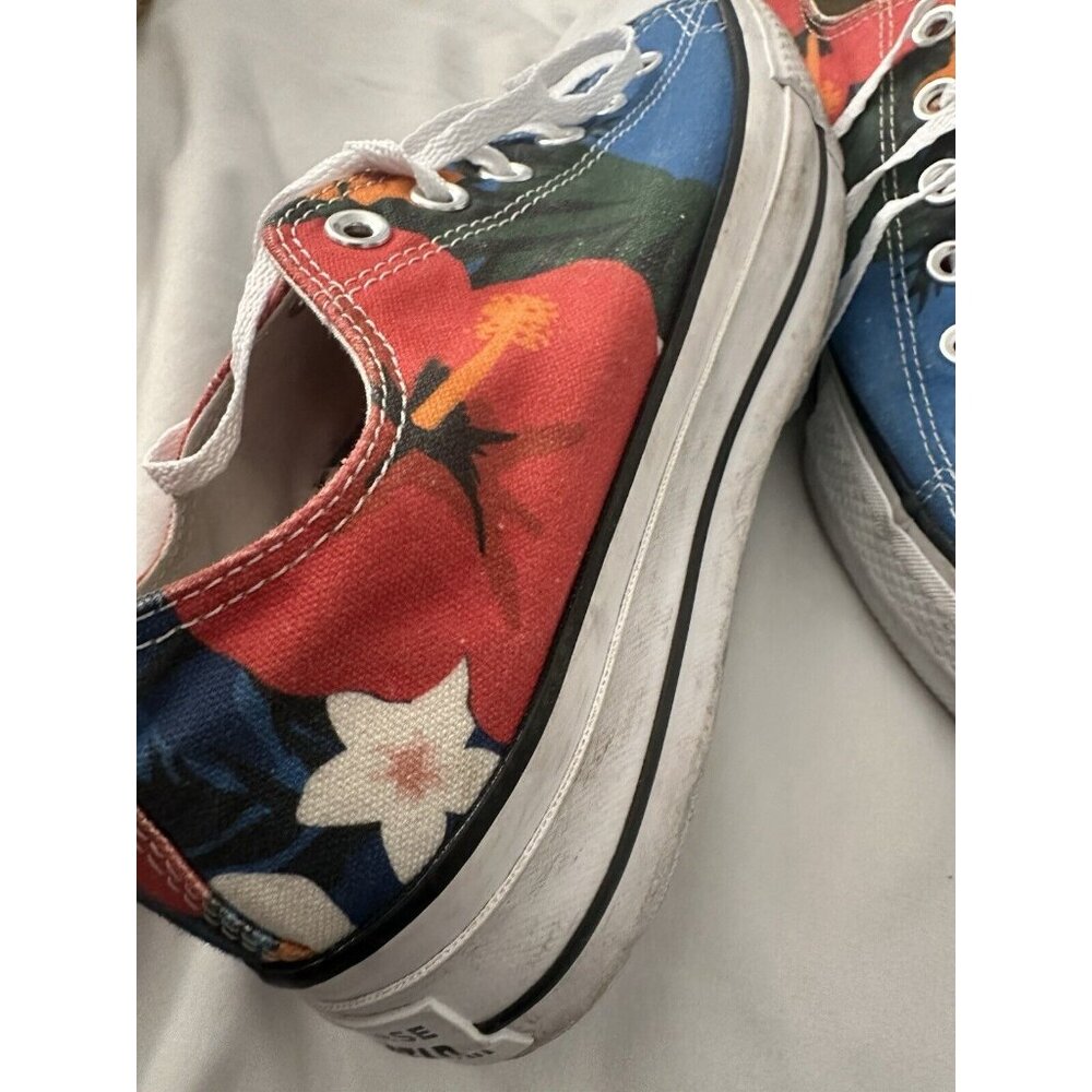 Converse Low Top Floral Canvas Sneakers in Blue, Red, Green - Picture 4 of 6